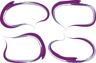 creative abstract purple blue colorful art doodle speech bubbles set