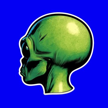 Green alien face sticker animation, transparent 4K video, green screen