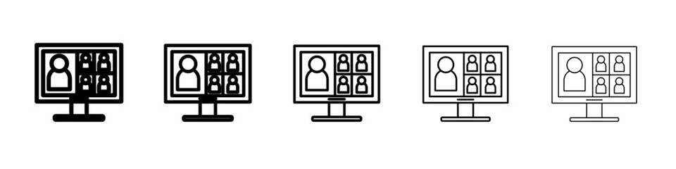 Video chat icon flat simple outline logo