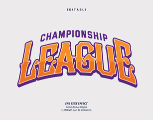 Editable Text Effect Vector of Yellow Purple Classic Championship League Title or Logo sport for Team, club, event, printing, merchandise, baseball, football, basketball