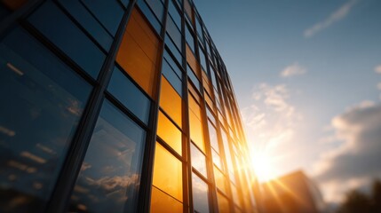 Modern Colorful Perspective of Upward Building Design at Sunset