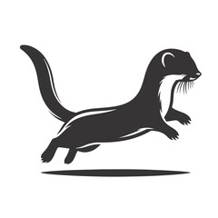 Weasel silhouette running black vector for forest or field wildlife clipart small predator animal nature art