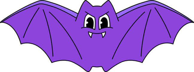 Groovy Purple Halloween Bat Cartoon

