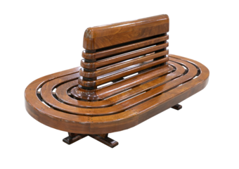 Old style railway station wood chair isolated on transparent background.	
