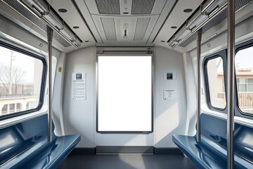 Obraz premium Empty Subway Car Interior Modern Public Transportation Stock Photo
