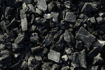 Natural black coals for background. Industrial coals