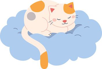 Sweet Cat Sleeping on Fluffy Cloud

