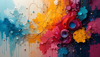 Vibrant Abstract Colorful Background with Layered Textured Design Elements