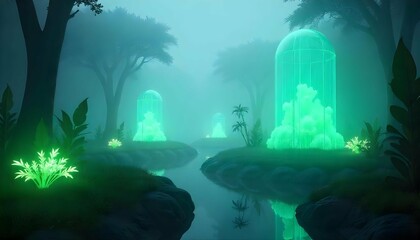 Obraz premium Glowing Green Fantasy River