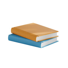 A stack of two books one is yellow and the other is blue isolated on a black background in studio shot