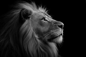 Naklejka premium A majestic multi color lion with its head turned to the side