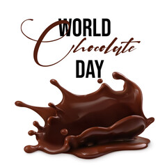 Delicious vector illustration for World Chocolate Day. Features melting chocolate, chocolate bars, cocoa beans, and sweet treats like cakes and truffles in a festive, appetizing style.

