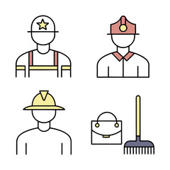 Police and Firefighter Uniform Elements Icons vector