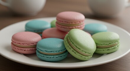 Obraz premium Colorful macarons on plate