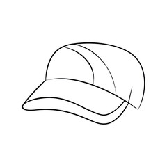 baseball cap line art  vector with white background.