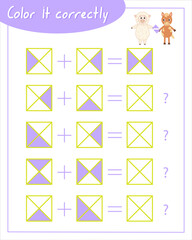 Color it correctly with ram and horse. Neuroexercises for children.