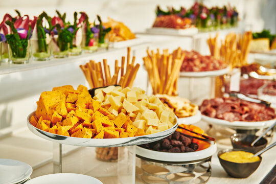 Table of Hors d'oeuvres at a catered event 