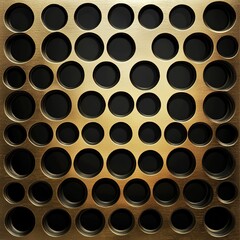 Textured Gold Metal Background with Circular Holes for Industrial Design Projects