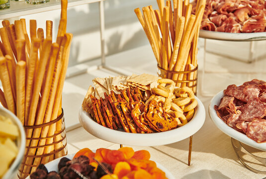 Table of Hors d'oeuvres at a catered event 