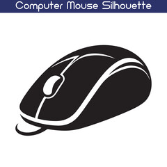 Computer Mouse Silhouette Vector &ndash; Tech Device Icon for Digital & UI Design