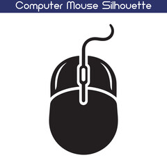 Computer Mouse Silhouette Vector – Tech Device Icon for Digital & UI Design