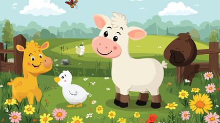 Smiling Ponies in Colorful Landscape