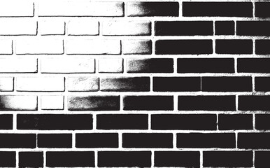 Black and white vector brick wall background.