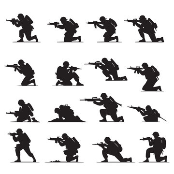 Soldier Silhouette Icon Set