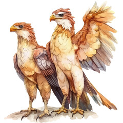 Griffins, watercolor illustration vector, isolated on a white background.