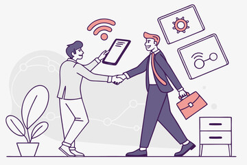Businessmen Handshake Agreement Deal Success Illustration