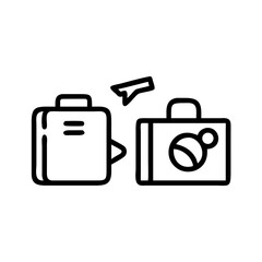 Two suitcases and an airplane icon representing travel and vacation