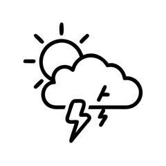 Sun behind a cloud with lightning bolt icon representing stormy weather