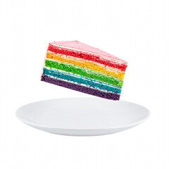 A slice of delicious cake elegantly presented on a plate with decorative elements enhancing the visual appeal of a sweet treat dessert isolate on transparent background PNG