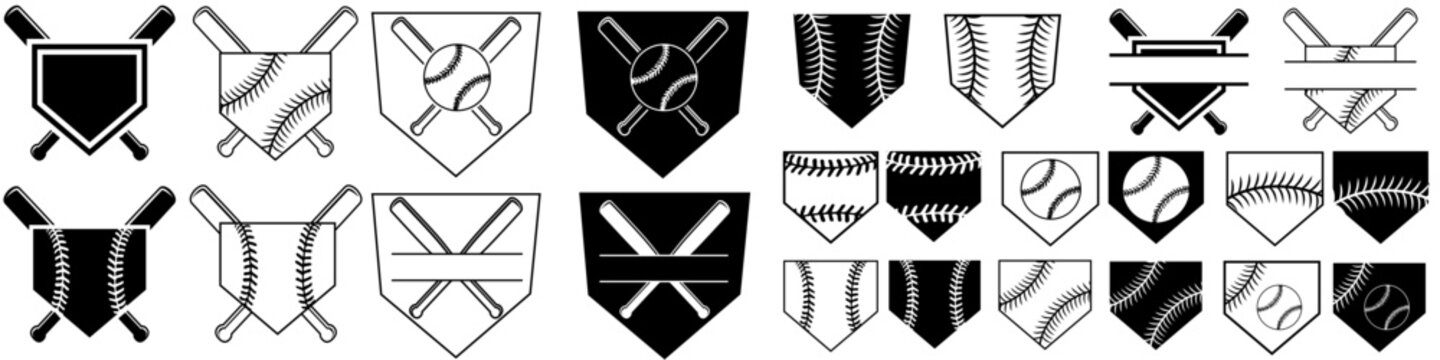 Baseball home plate icon vector set. Baseball base illustration sign collection. Home Plate symbol. Baseball Logo. Baseball home web icons.