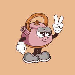 Retro character design of kettle cool