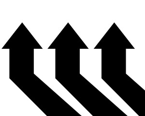 Black on white abstract perspective arrow with 3d dimensional effect	