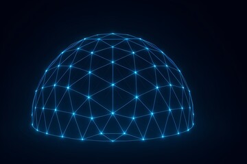 Blue Tech - Inspired Dome - Shaped Grid Pattern, Tech - Art Element