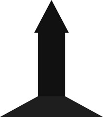 Black on white abstract perspective arrow with 3d dimensional effect	