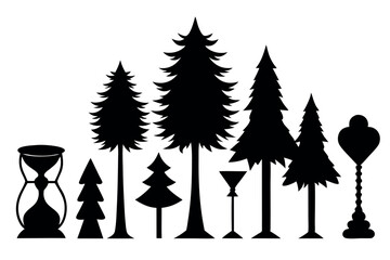 Obraz premium Silhouettes of evergreen trees in a forest&nbsp;setting