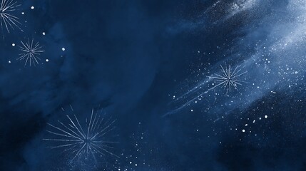 A Serene Night Sky with Sparkling Fireworks Display