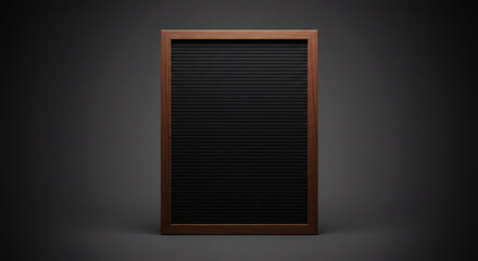 Framed Black Felt Letter Board with Horizontal Grooves and Wood Trim.