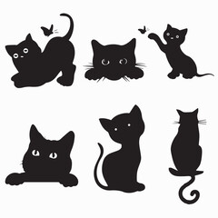 Whisker Parade: Cute & Minimalist Black Cat Illustrations