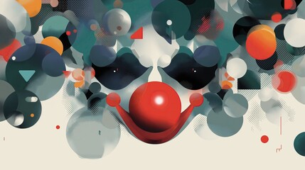 Brightly colored geometric patterns cover the face. Futuristic and abstract look.
