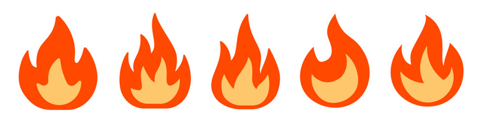 Fire icon. Flame icon set