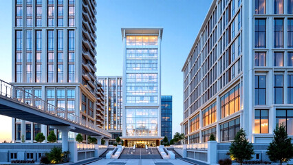 Fototapeta premium Modern Architectural Concepts, Real Estate Visual Assets, Professional Building Design Resources, Urban & Residential Property Graphics 