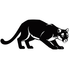 Black cat mammal wildlife silhouette vector illustration of a wild animal