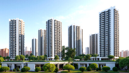 Obraz premium Modern Architectural Concepts, Real Estate Visual Assets, Professional Building Design Resources, Urban & Residential Property Graphics 