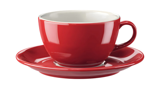 Red Coffee Cup and Saucer isolated on a white background
