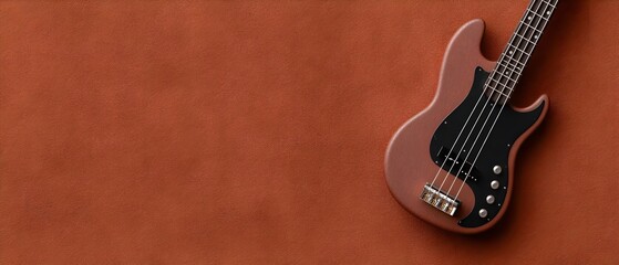 Classic bass guitar on textured leather background