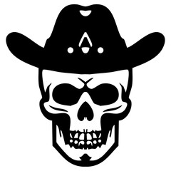 Vector graphic of a skull silhouette adorned with a cowboy hat.